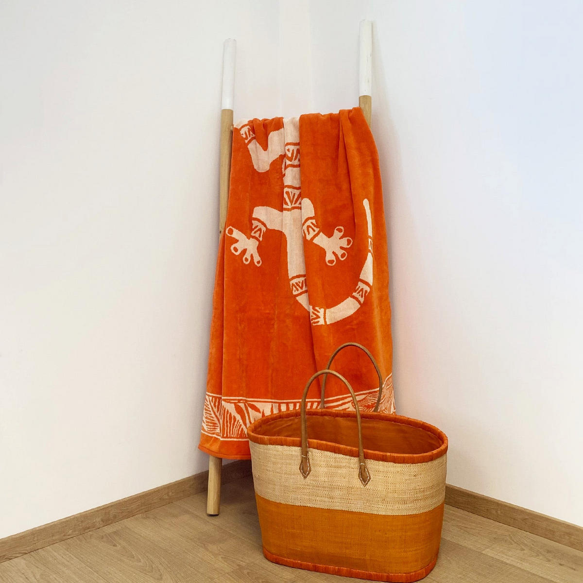 STRANDTUCH Frottee Velours Jacquard Orange 90x170 400g/m² - Nossa - Orange, Textil (170/90cm) - LE COMPTOIR DE LA PLAGE