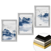 WANDBILDER 3er Set - 20x30 cm Silberner Rahmen - Berge, Wolken, Bäume, Vögel - Silberfarben, Kunststoff (20/30cm) - ArtPrintCave
