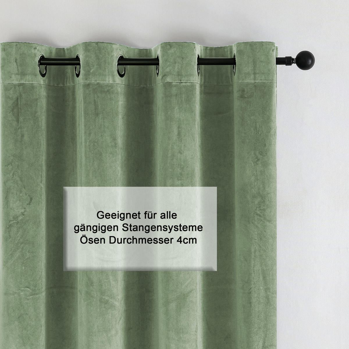 VORHANG Ösen Samt 140/245 cm Lindgrün - Hellgrün, Textil (140/245/245cm) - TiborTex