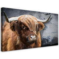 LEINWANDBILD Schottische Kuh Tier Natur - Braun, Textil (100/50cm) - Feeby
