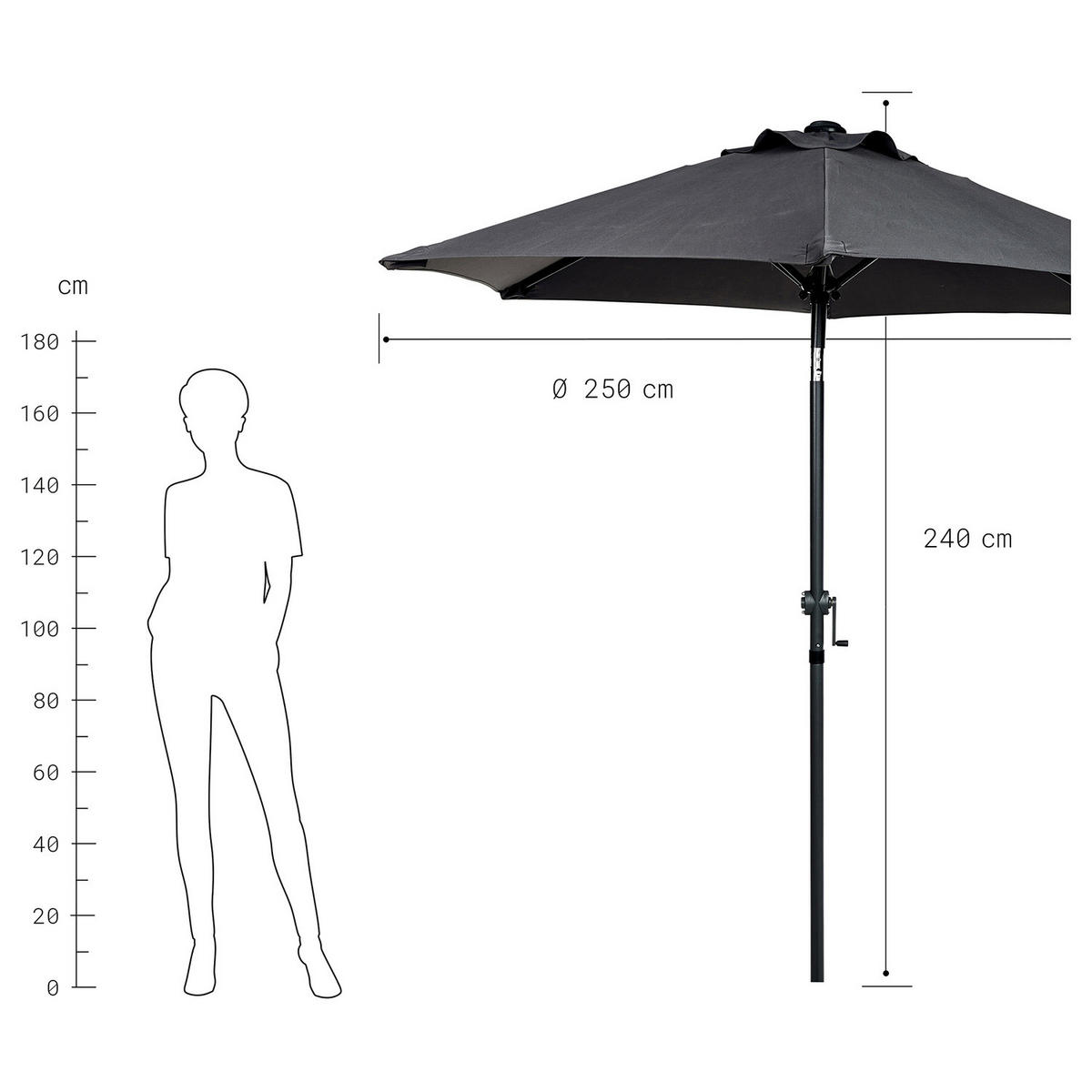 SONNENSCHIRM Siesta - Grau, Textil/Stein (250/250cm) - Butlers