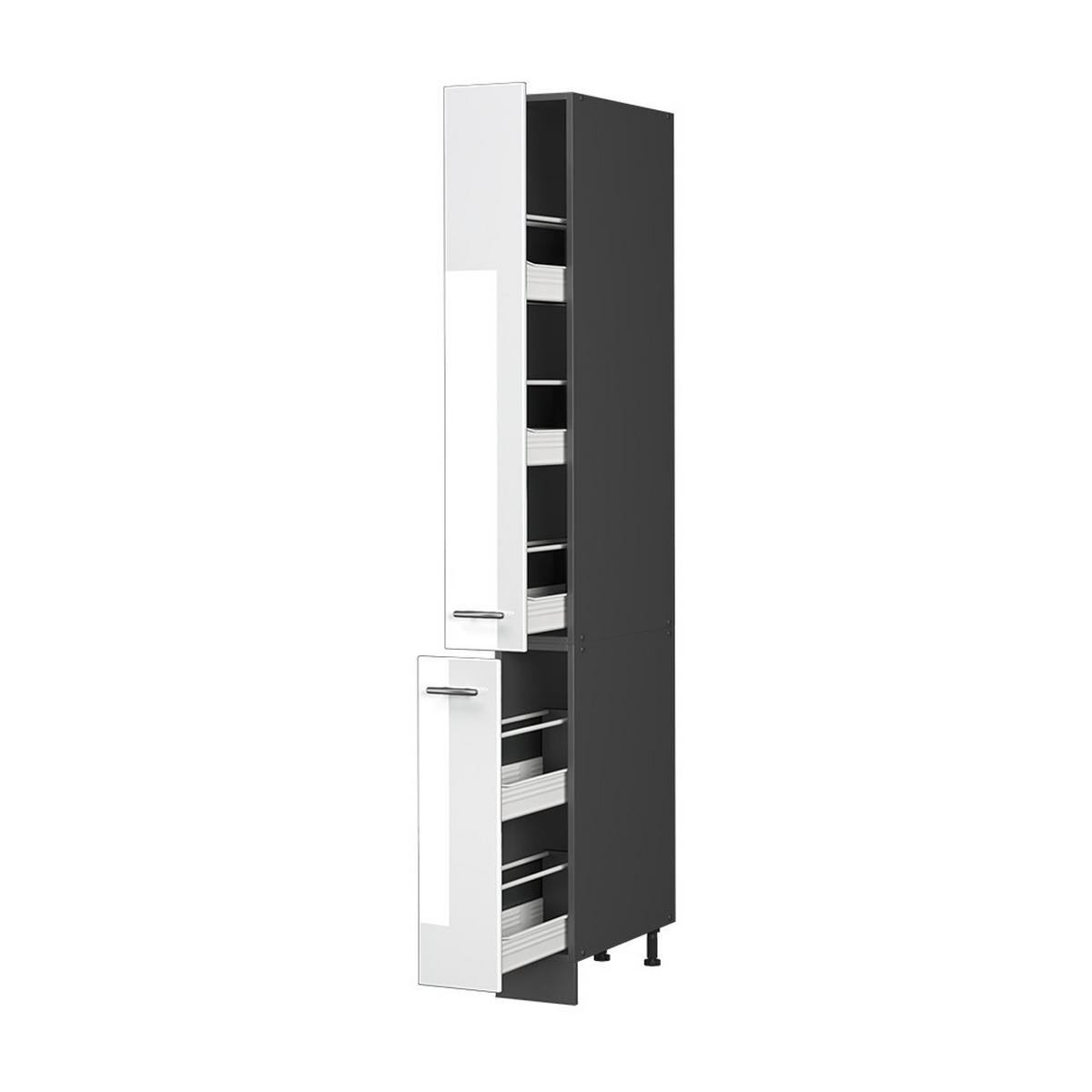 APOTHEKERSCHRANK Fame-Line, Weiß Hochglanz/Anthrazit, 20 cm - Weiß Hochglanz/Anthrazit, Holzwerkstoff (20/206.8/58cm) - Vicco