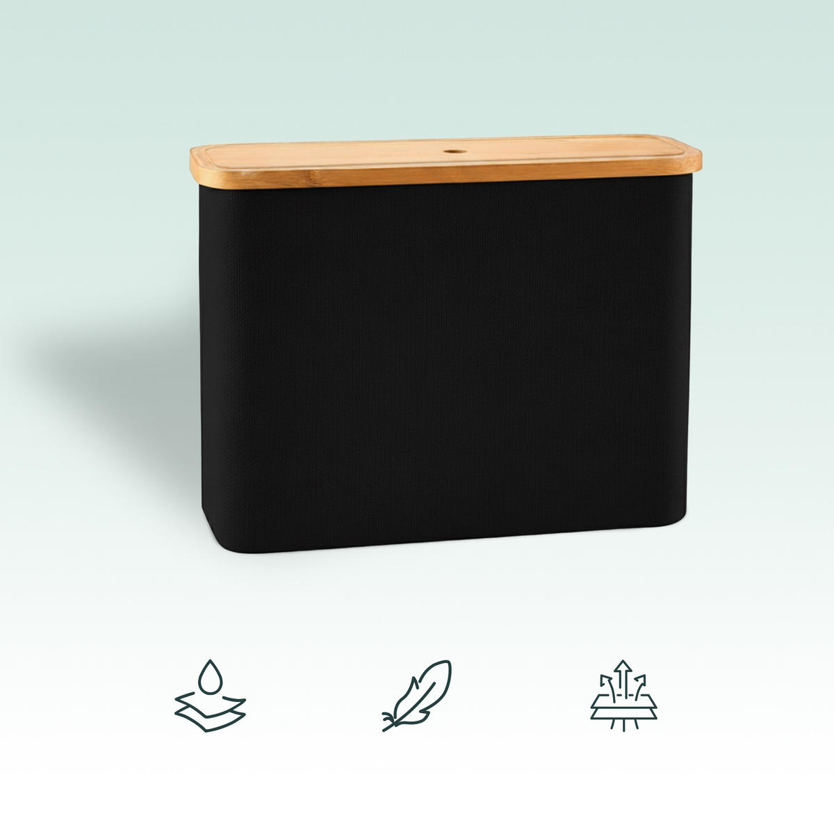 TOILETTENPAPIER-AUFBEWAHRUNG - Schwarz, Holz/Textil (45/34.5/15cm) - Relaxdays