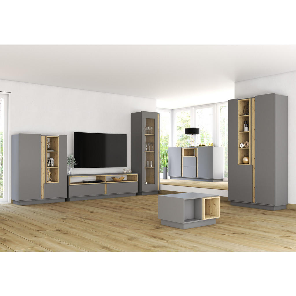 Thumbnail - Möblo Standregal, Grau, Holzwerkstoff, Rechteckig, 100x137x42 cm, Wohnzimmer, ,