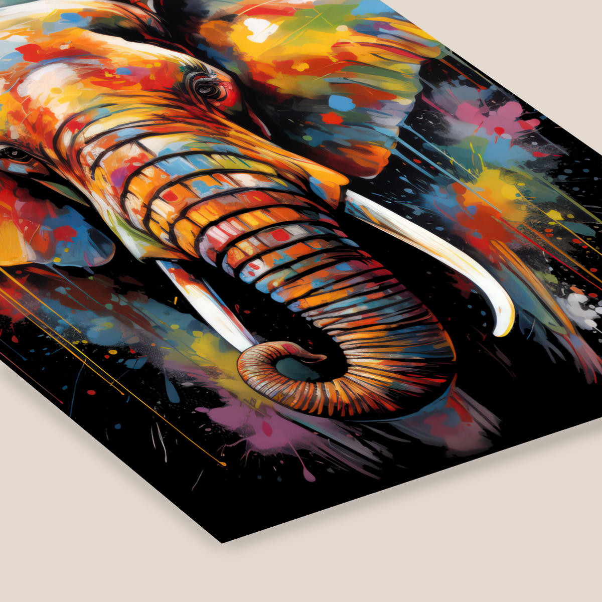 PLAKAT Z OKVIRJEM Slon 60x80 cm - črna, papir (60/80cm) - MuchoWow