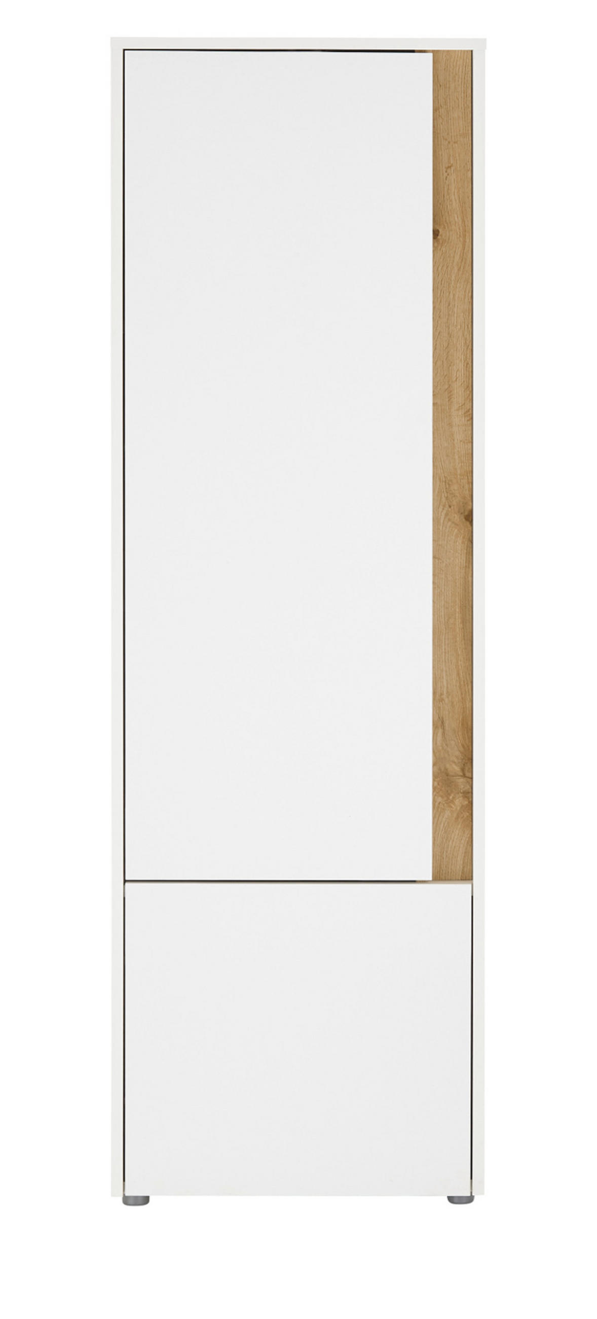 AKTENSCHRANK Weiß matt, Eiche Wotan 50 x 158 cm, Stauraumschrank mit 4 Ordnerhöhen - Eichefarben/Silberfarben, Holzwerkstoff/Kunststoff (50/158/40cm) - Furn.Design