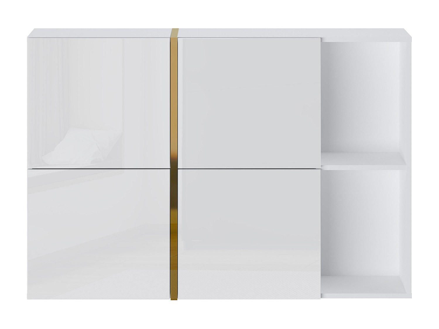 SCHUHSCHRANK - 125.1 x 26.8 - holz - weiß, goldfarben Marzialo - Weiß, Holz (125.1/85/26.8cm) - Vente-Unique