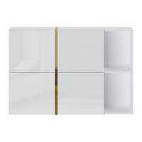 SCHUHSCHRANK - 125.1 x 26.8 - holz - weiß, goldfarben Marzialo - Weiß, Holz (125.1/85/26.8cm) - Vente-Unique