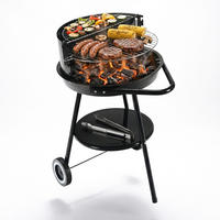 HOLZKOHLEGRILL - Schwarz, Kunststoff/Metall (47/77/59cm) - Relaxdays