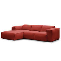 3-SITZER ECKSOFA mit Longchair - Rot/Schwarz, Kunststoff/Textil (251/173cm) - home24