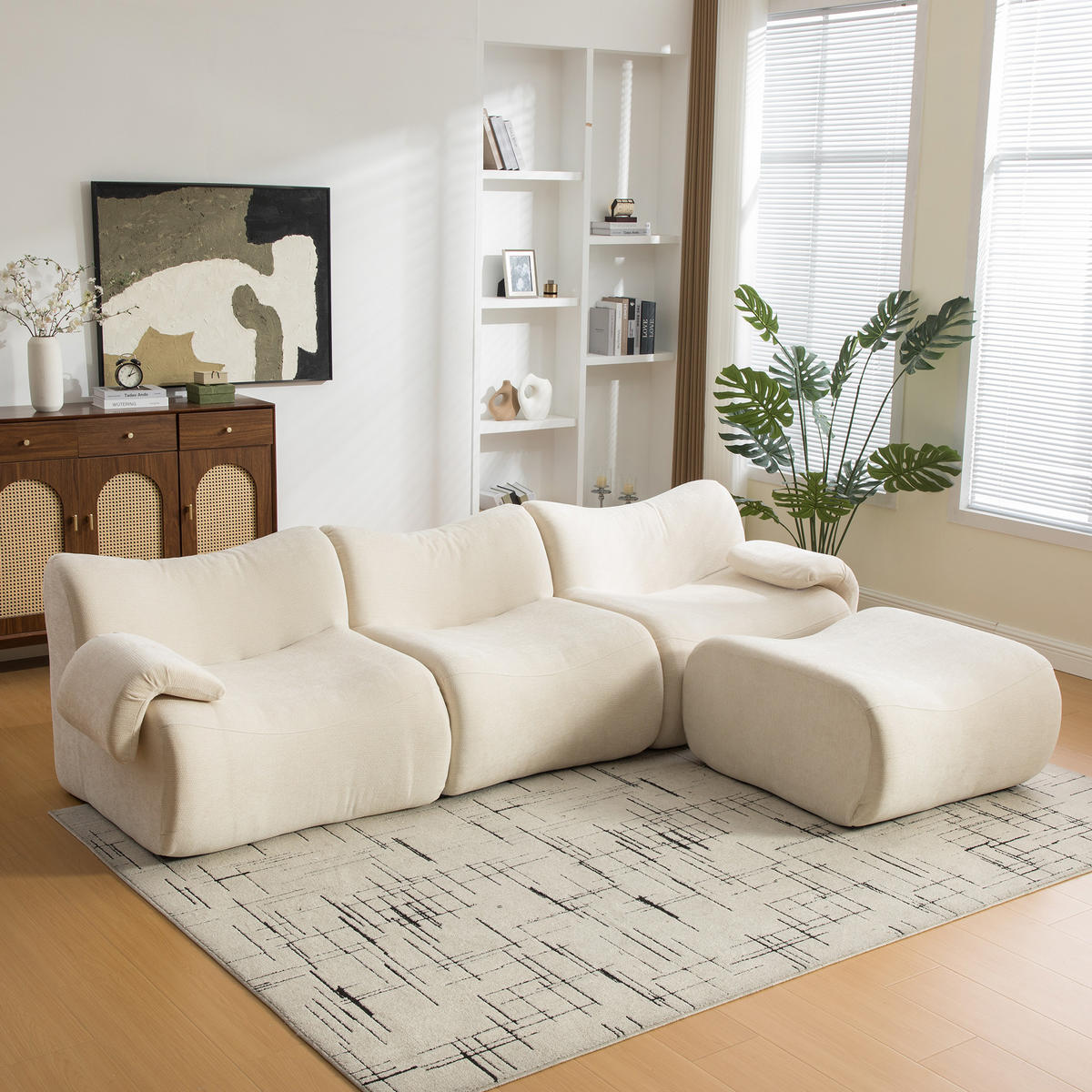 ECKSOFA Chenille Beige - Beige, Textil (284.5/181cm) - WISHDOR