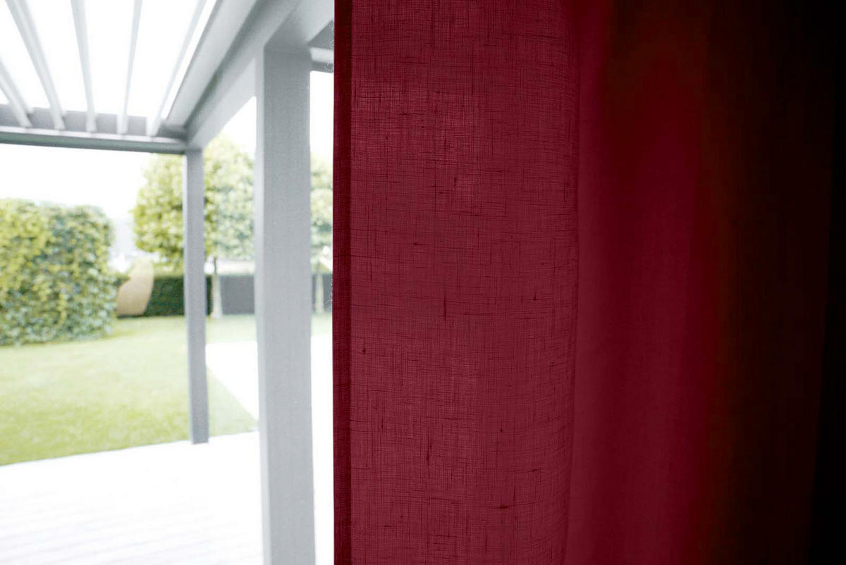 SCHLAUFENVORHANG reines Leinen mit verdeckten Schlaufen merlot-rot 135/245 cm - Dunkelrot, Naturmaterialien (135/255cm) - beties Heimtextil