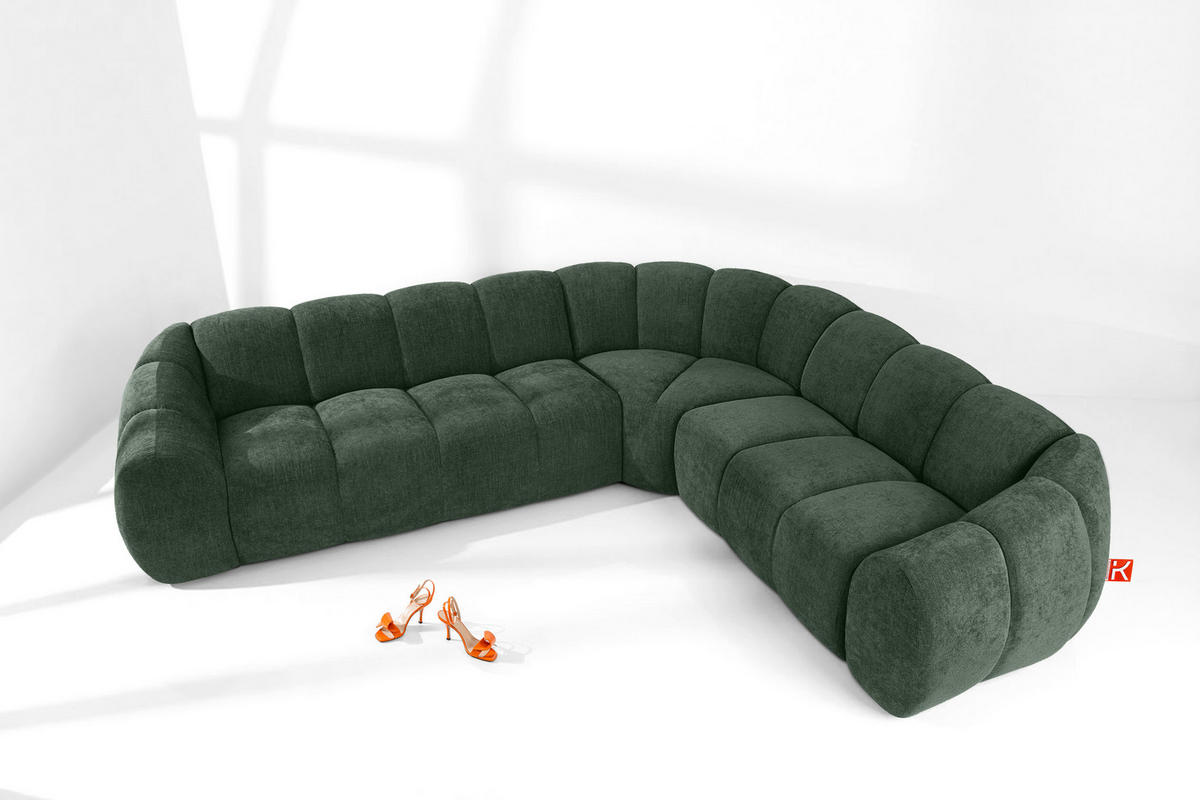 ECKSOFA RECHTS FLAVA, Dunkelgrün - Dunkelgrün, Holz/Holzwerkstoff (310/270cm) - KONSIMO®