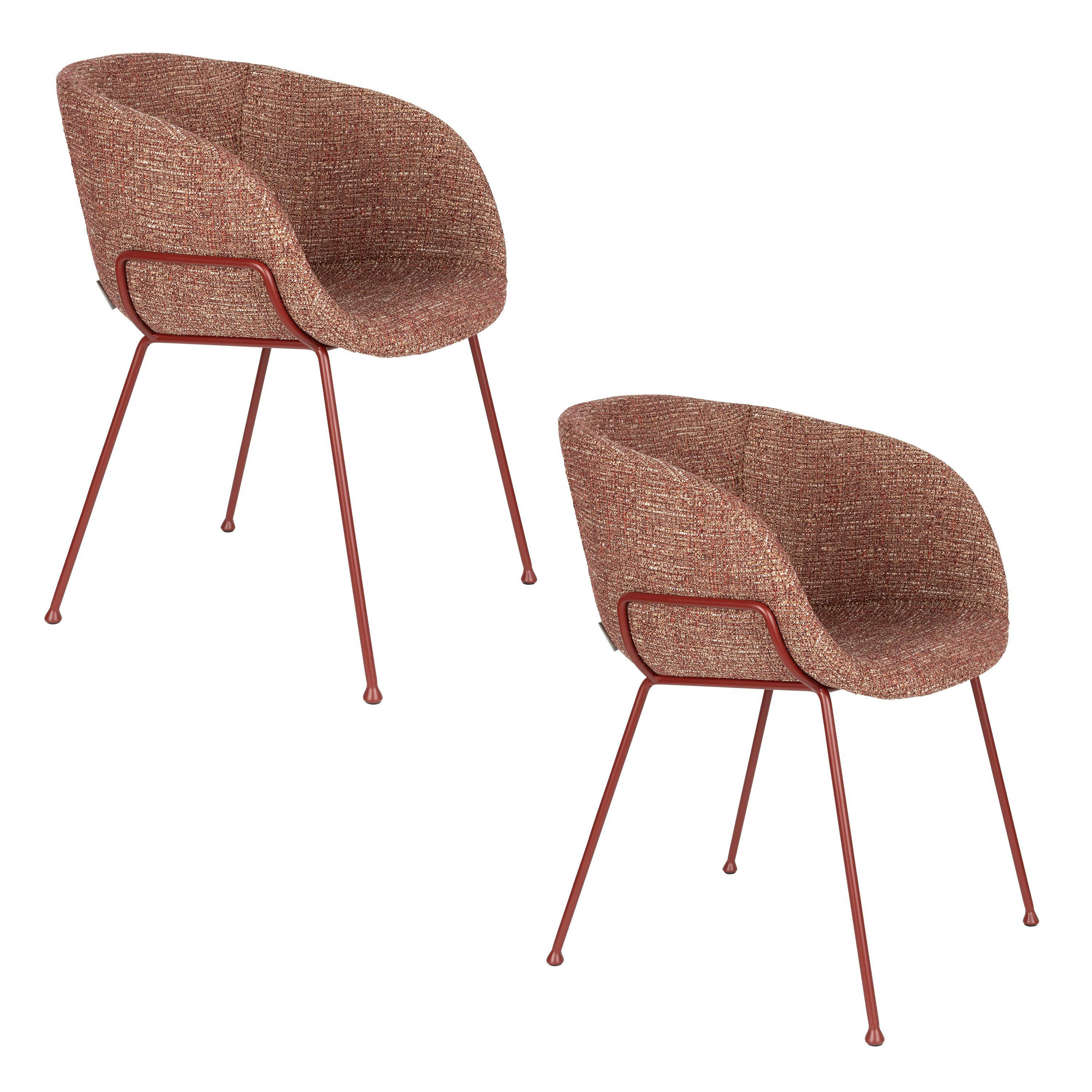 ESSZIMMERSTUHL Feston Terra/ Rot - 2 er Set - Rot, Kunststoff (56.5/77/55cm) - Zuiver