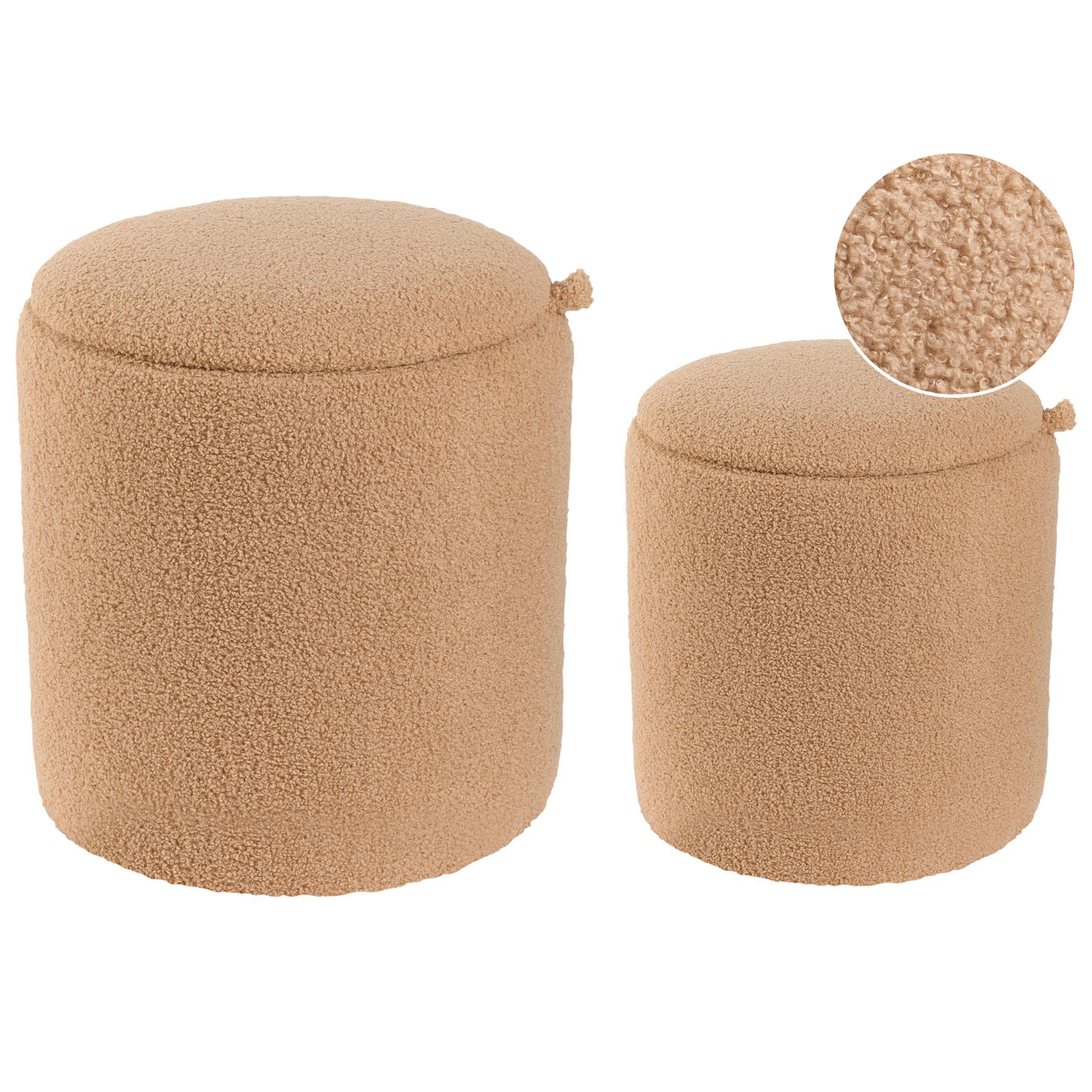 POUF set de 2 bouclé maro deschis