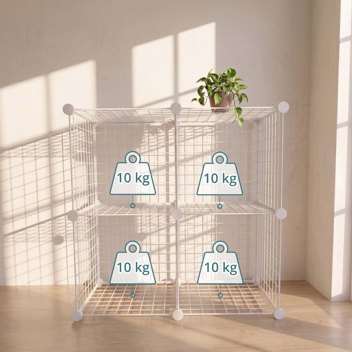 MODULÁRNÍ regál - bílá, kov (75/75/37cm) - Relaxdays