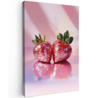 LEINWANDBILD Disco - Obst - Glitzer - Erdbeere 20x30 cm - Pink, Textil (20/30cm) - MuchoWow