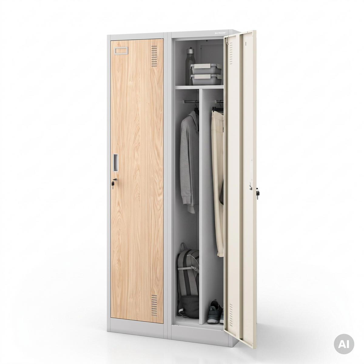 PERSONALSCHRANK KACPER 180x80x50 cm - Grau/Sonoma Eiche, Metall (80/180/50cm) - Jan Nowak