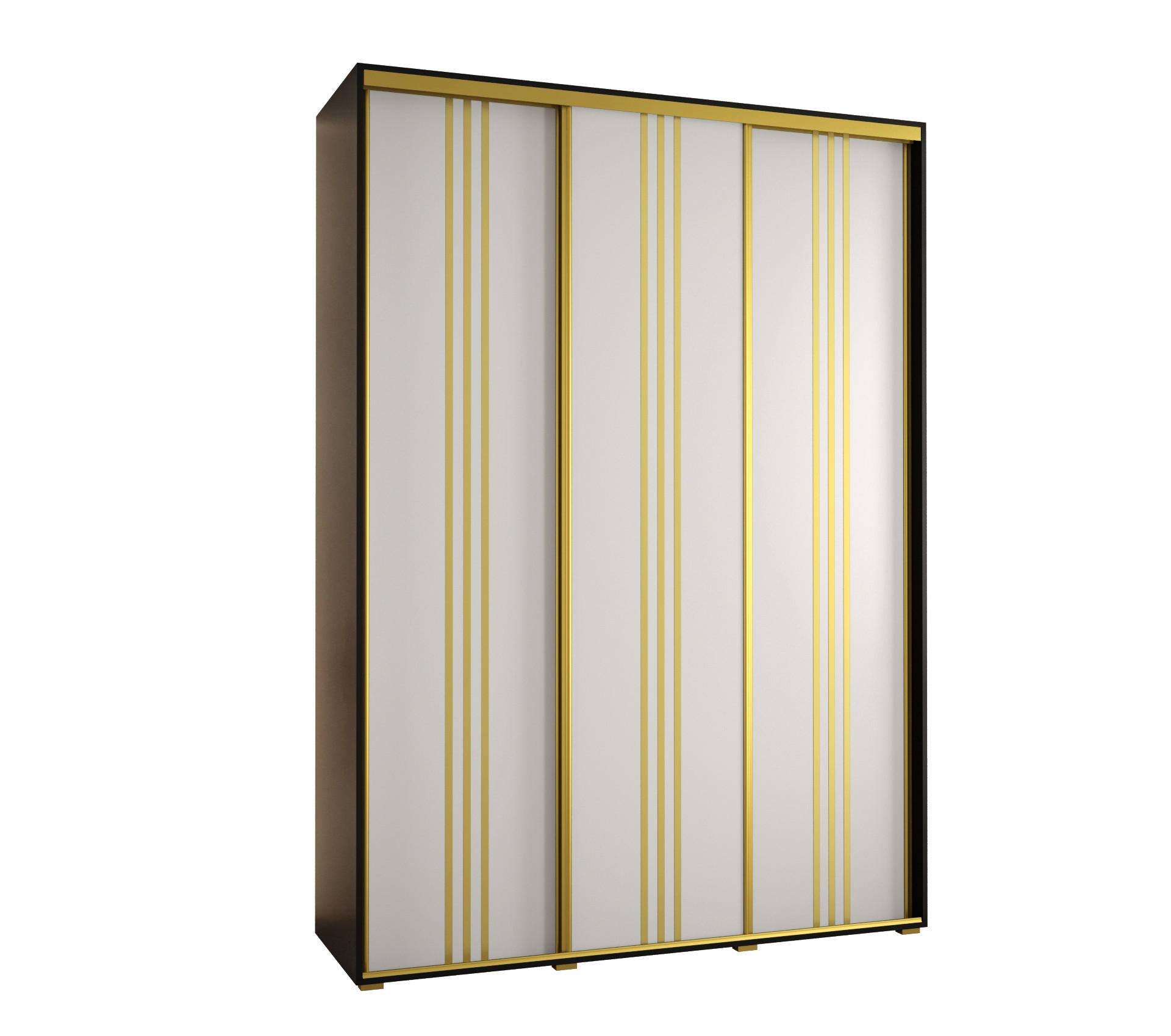 Abiks Möbel Schwebetürenschrank Schwarz, Weiß, Gold 170x235x60 cm