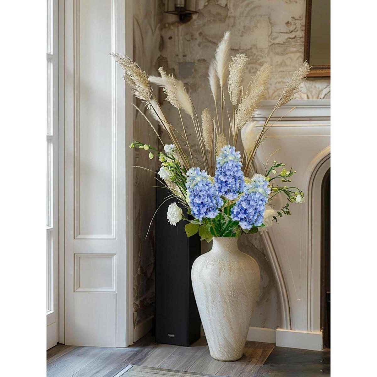 KUNSTBLUMEN 3er Set Hortensien 73CM Hellblau - Hellblau, Kunststoff (73cm)