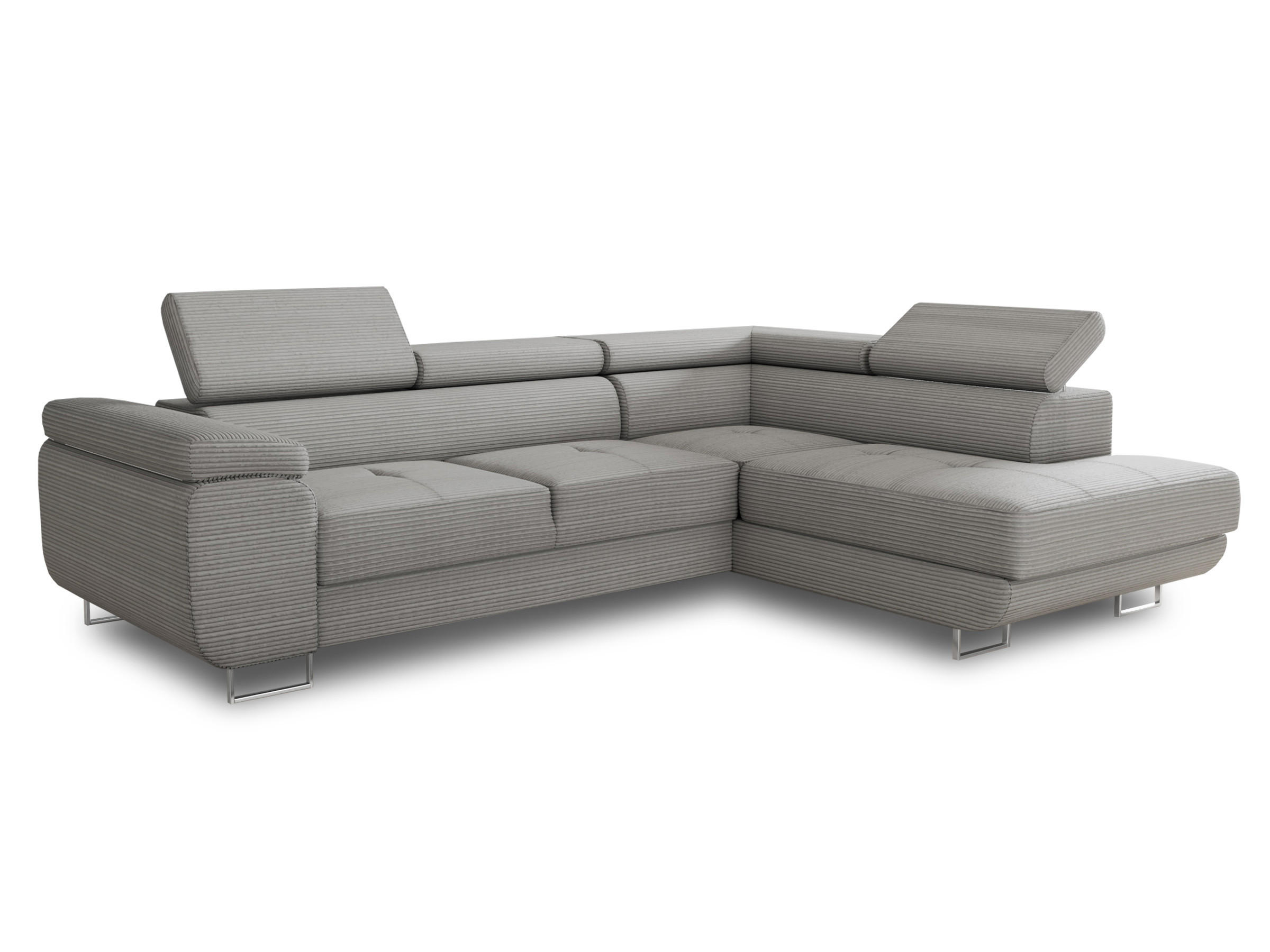 ECKSOFA Caris Cord, Seite: Rechts - Grau, Holz/Textil (273/203cm) - Sofnet
