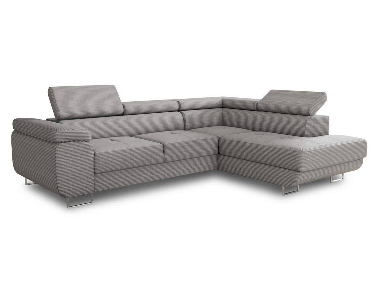 ECKSOFA Caris Cord, Seite: Rechts - Grau, Holz/Textil (273/203cm) - Sofnet