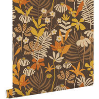 TAPETE tropische Blätter und Blüten 50 x 900 cm - Braun, Papier (50/900cm) - ESTAhome