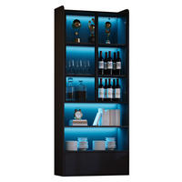 VITRINE mit LED 80x34x180 cm MDF Glas Schwarz - Schwarz, Glas (34/180/80cm) - Beauniv