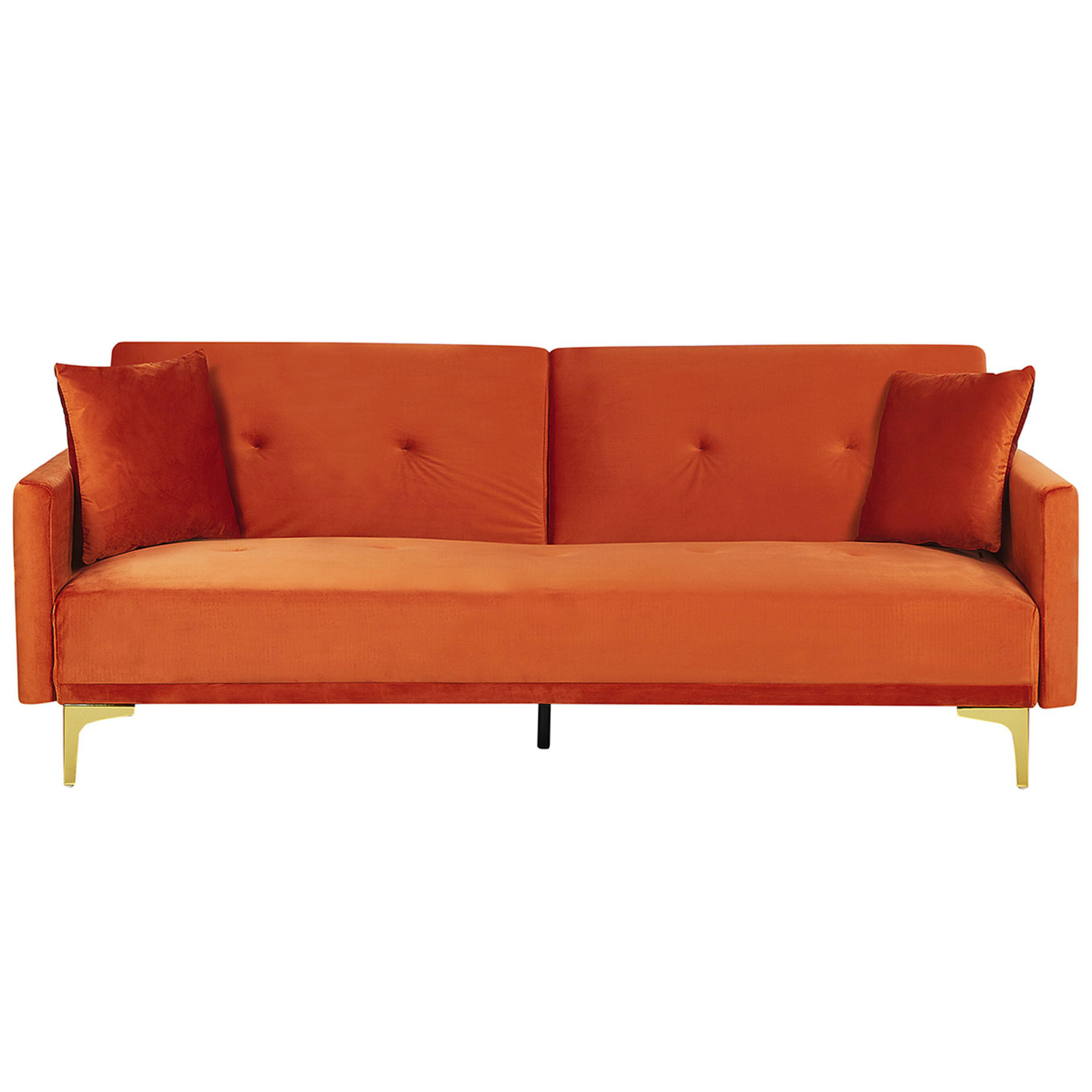 3-SITZER-SCHLAFSOFA Samtstoff Orange Lucan - Orange, Textil (190/75/90cm) - Beliani