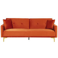 3-SITZER-SCHLAFSOFA Samtstoff Orange Lucan - Orange, Textil (190/75/90cm) - Beliani
