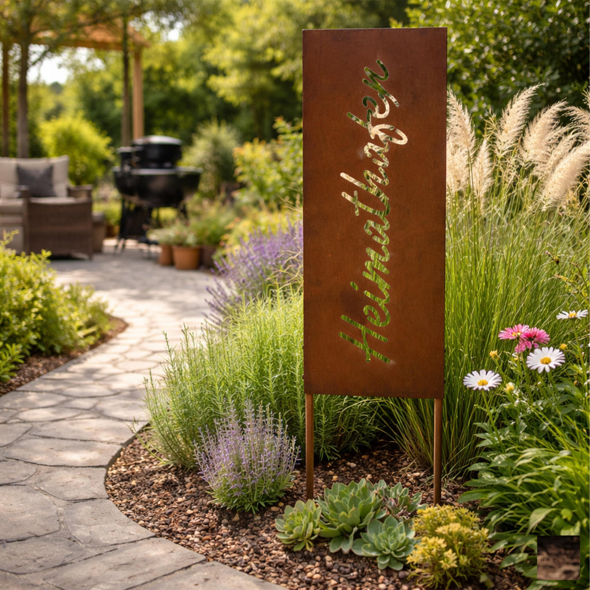 EDELROST-GARTENDEKO - Braun, Metall (1.5cm) - Relaxdays