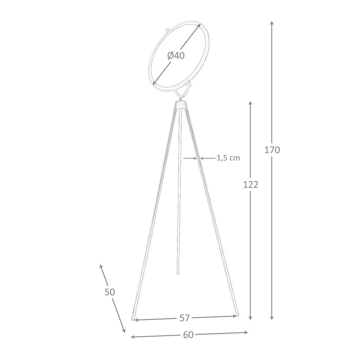 STELEUCHTE aus schwarzem Stahl 50/60/170 cm - Schwarz, Metall (60/50/170cm) - The Lumine