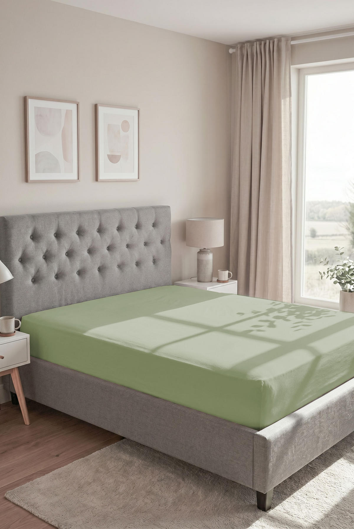 SPANNBETTTUCH Premium Frottee fichte, 90x190 cm - 100x200 cm - Dunkelgrün, Textil (100/200cm) - biberna
