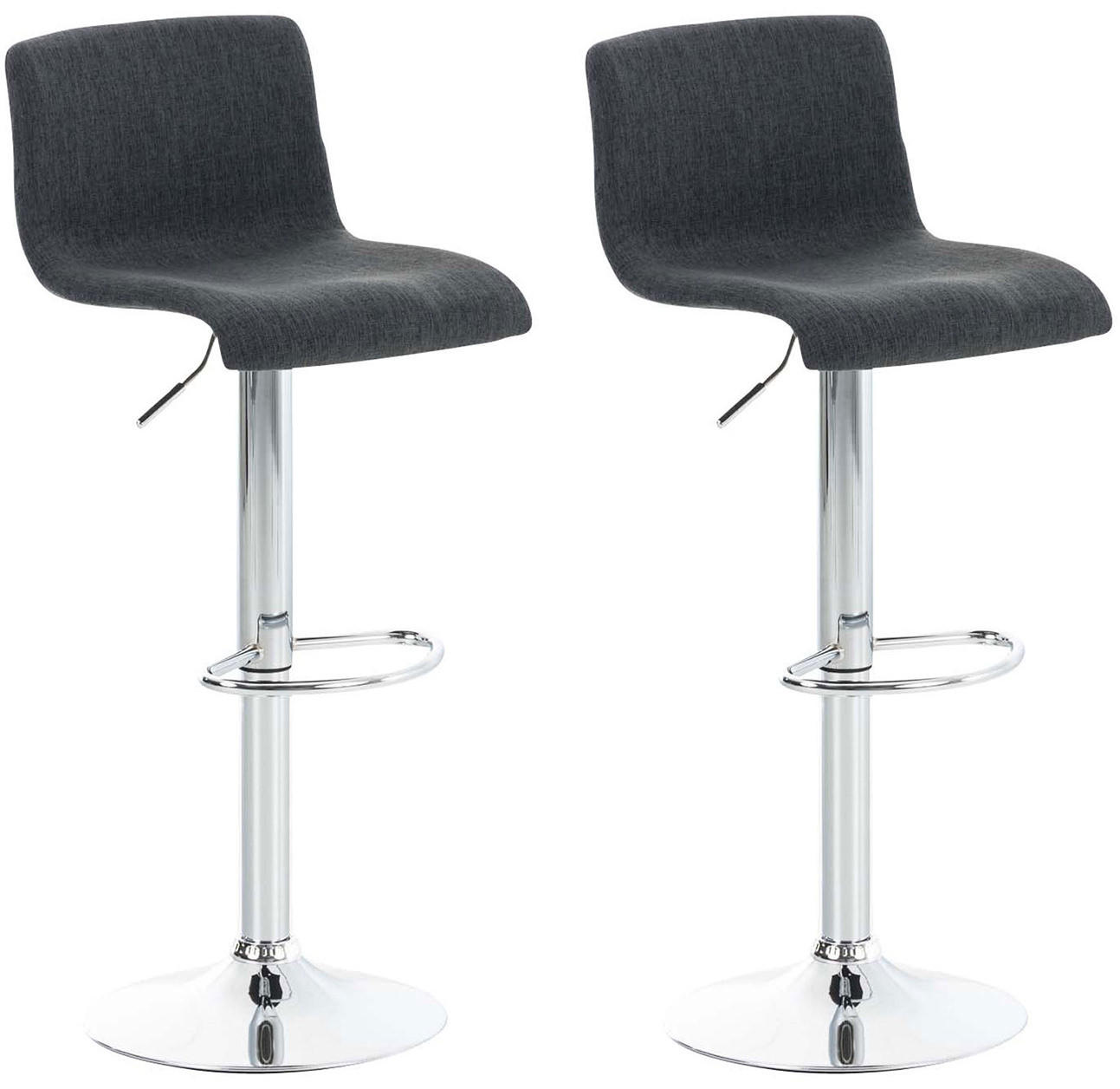 BARHOCKER 2er Set Stoff dunkelgrau - Chromfarben/Dunkelgrau, Textil/Metall (39/84/36cm) - CLP