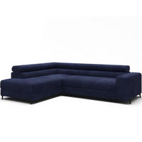 ECKSOFA COLESIO L-Form, Schlaffunktion, Bettkasten, verstellbare Kopfstützen, Wellenfederung, Metallfüße, breiter Cordstoff - Schwarz/Dunkelblau, Kunststoff/Metall (269/204cm) - Wohnideebilder