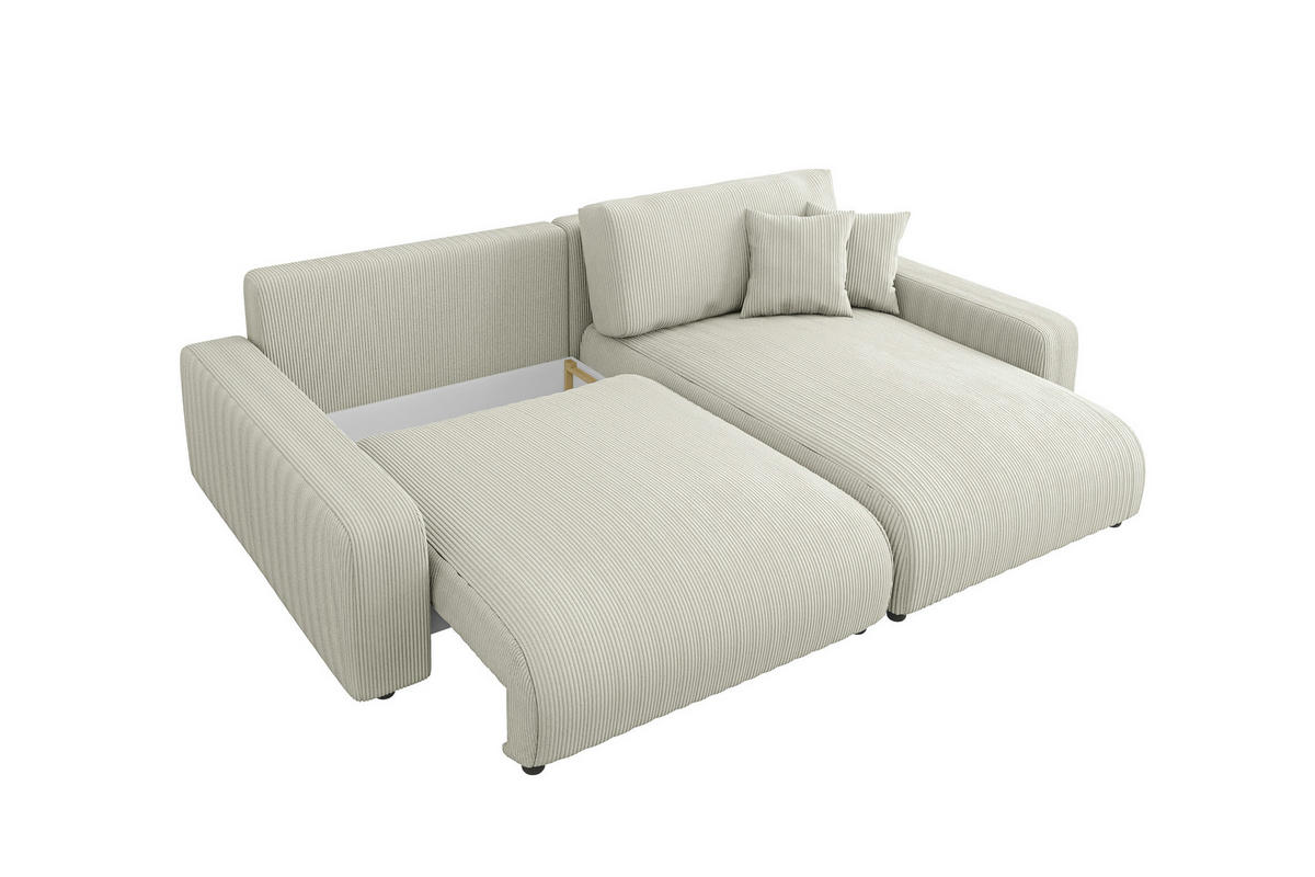 ECKSOFA Emma Beige Cord - Ottomane rechts - Beige, Textil (234/170cm) - S-Style Möbel