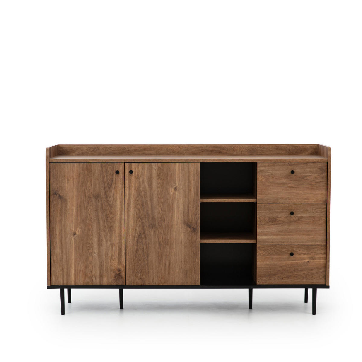 SIDEBOARD Nero 150/45/90 mit Metallfüße - Hellbraun/Schwarz, Holzwerkstoff/Metall (150/90/45cm) - Ravio
