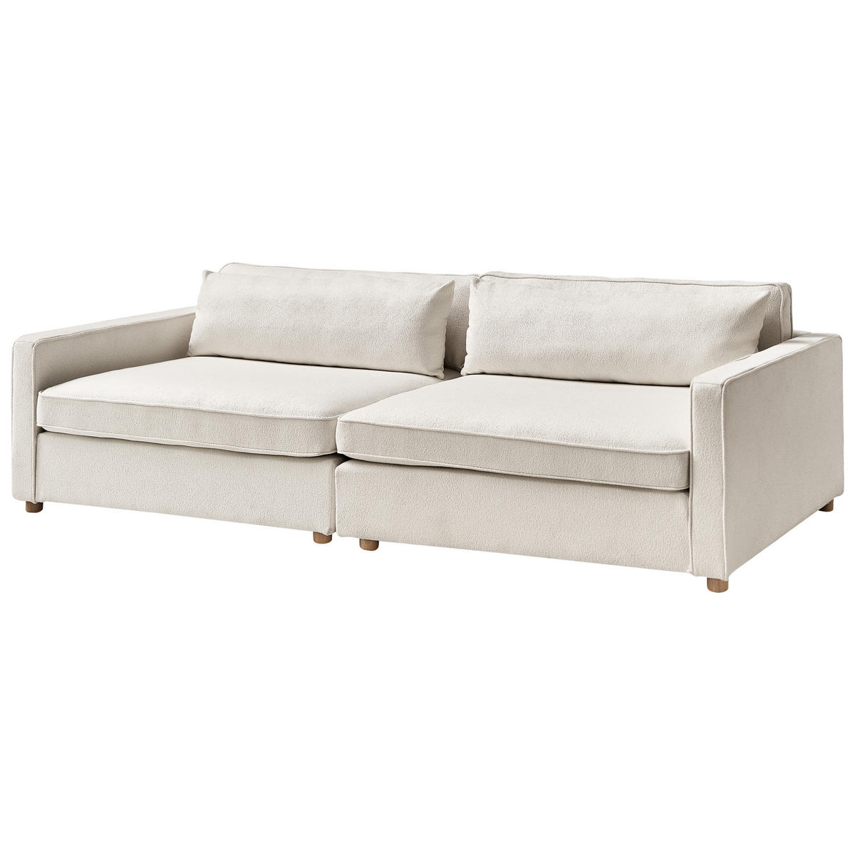 3-SITZER-SOFA Bouclé cremeweiß Vinstra - Hellbraun/Weiß, Textil (250/80/125cm) - Beliani