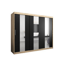SCHWEBETÜRENSCHRANK 200/250/62 2-türig - Silberfarben/Schwarz, Holz/Kunststoff (250/200/62cm) - Abiks Möbel