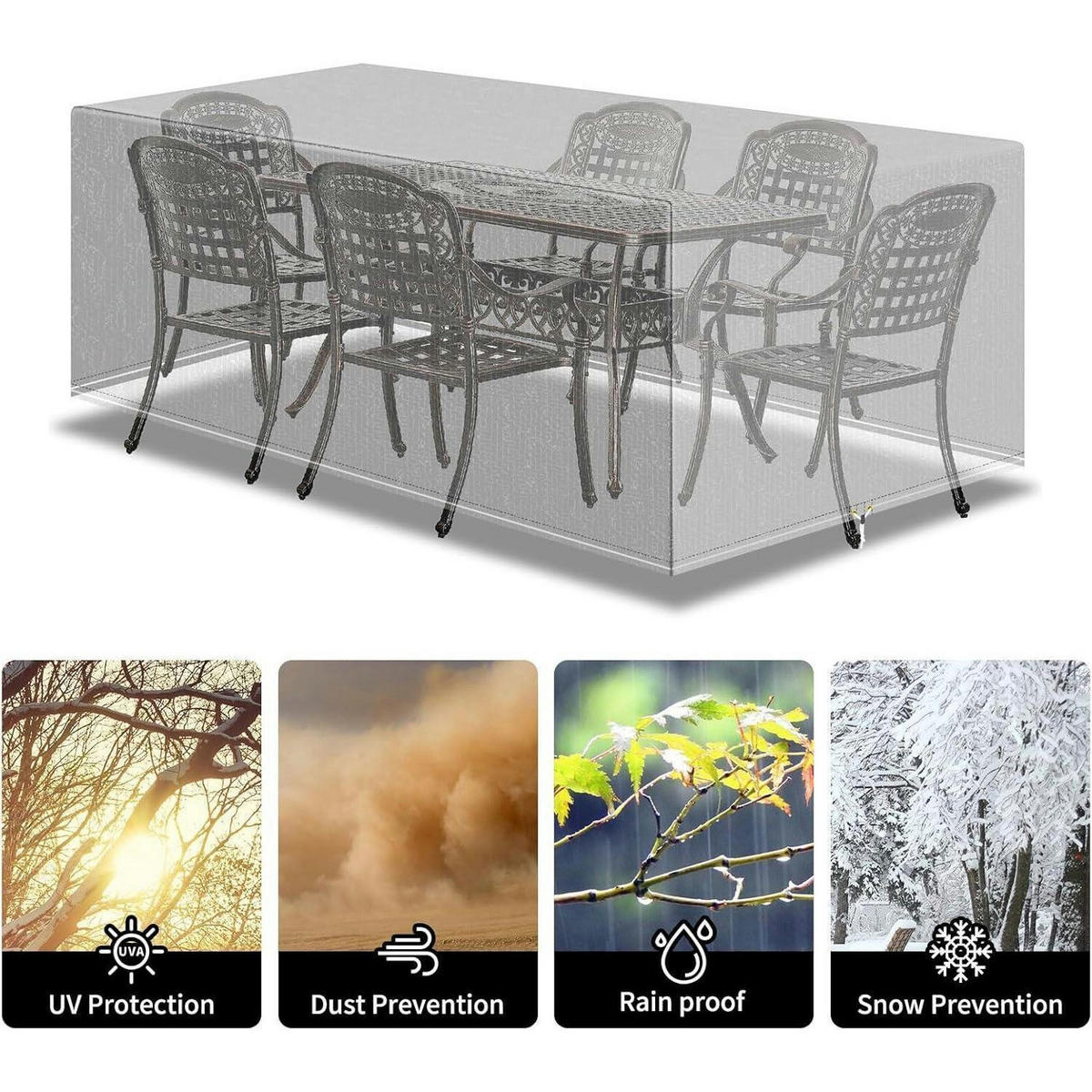 ABDECKHAUBE für Gartenmöbel 250 x 210 x 90 cm - Transparent, Kunststoff (250/90/210cm)