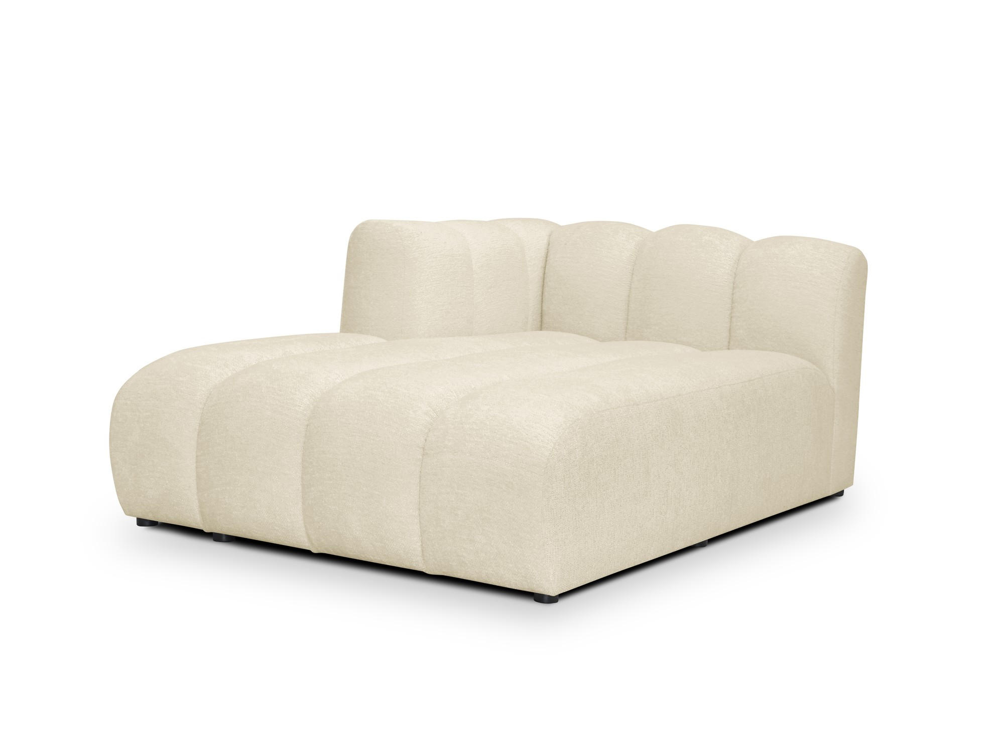 SOFAELEMENT Links Chenille Stoff Beige - Hellbraun/Schwarz, Holzwerkstoff/Kunststoff (179/70/113cm) - Makamii