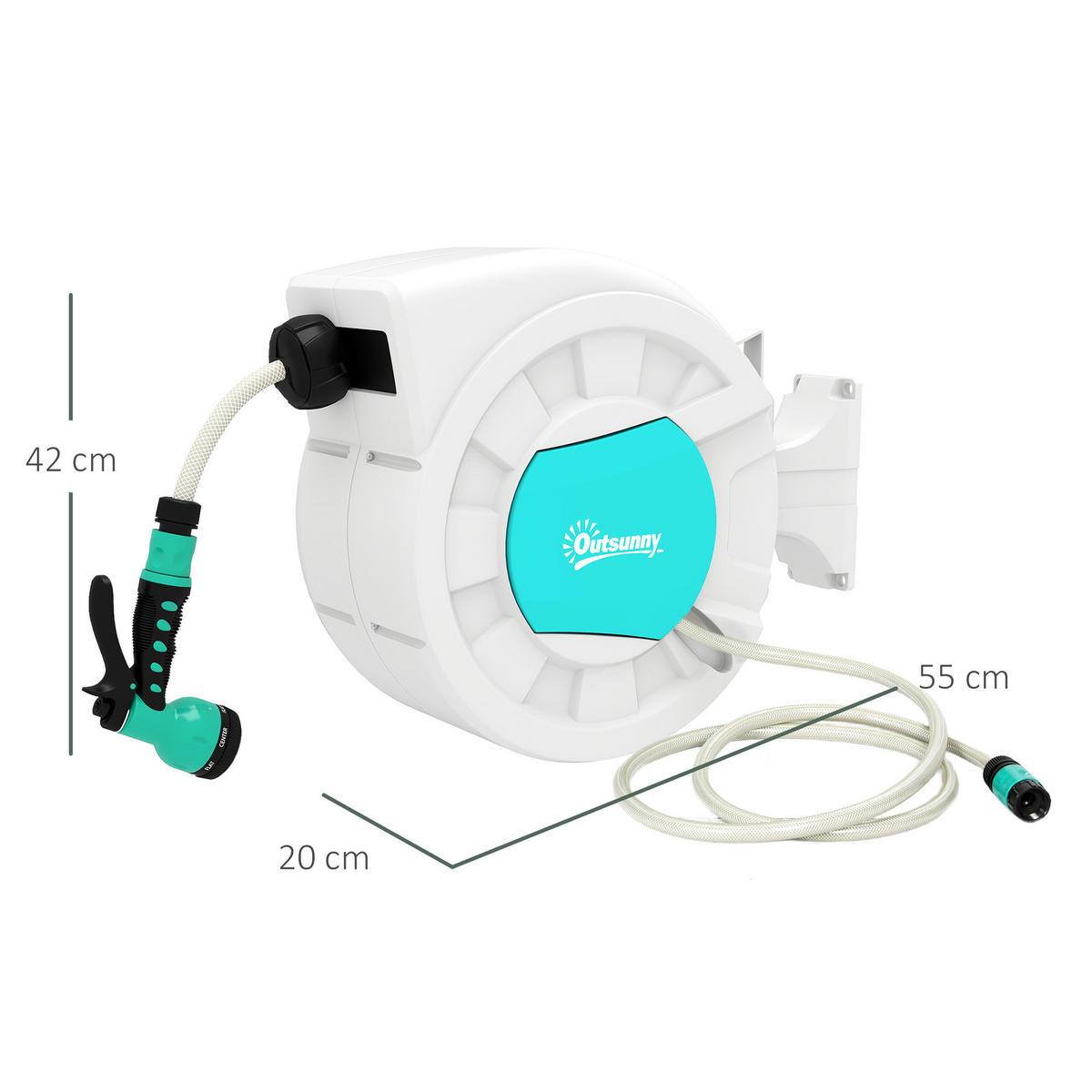 SCHLAUCHAUFROLLER DE-13783 automatisch mit 27 m Schlauch Hellgrau - Hellgrau, Kunststoff (20/42/55cm) - ComfortXL