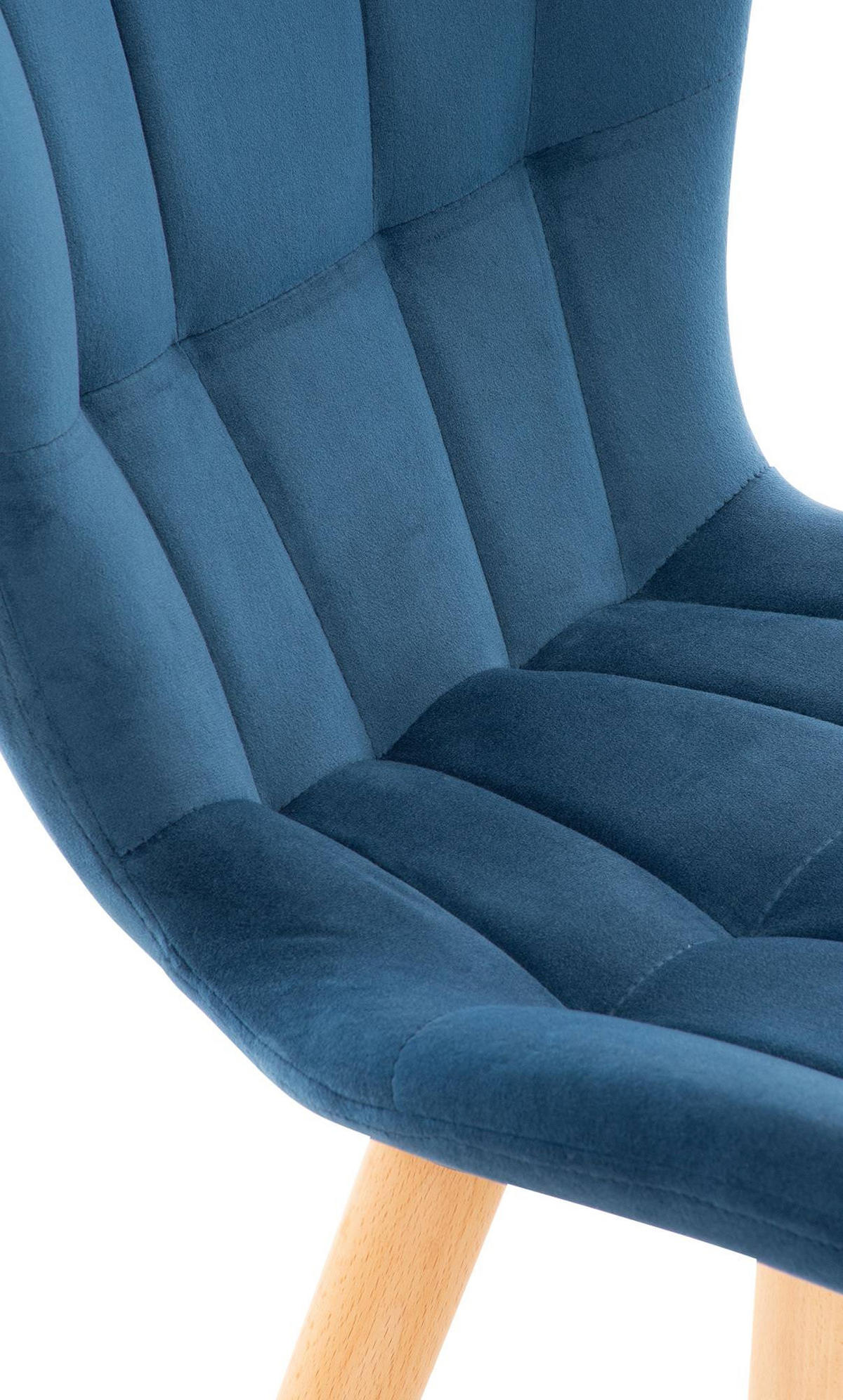 STUHL 2er Set Samt blau - Blau/Eukalyptusholzfarben, Holz/Textil (50/88/63cm) - CLP