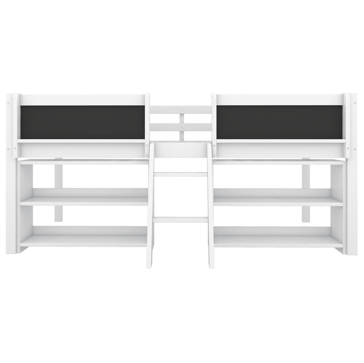 KINDERBETT Kindereinzelbetten 90/200 cm mit Stauraum, Sicherheitsgeländer und Zeichentafel, Weiß - Weiß, Holzwerkstoff (90/200cm) - Redom
