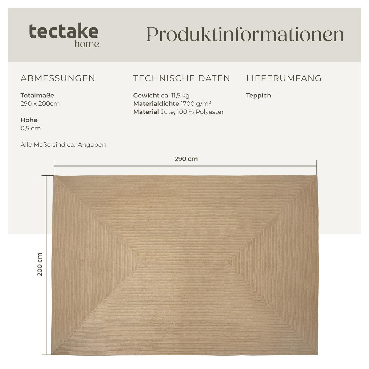 GEFLOCHTENER-TEPPICH Vibe,strapazierfähig und pflegeleicht,braun - Braun, Textil (200/290cm) - tectake