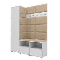 GARDEROBEN-SET Nela II mit gepolsterten Paneelen 150/187/40 - Beige/Silberfarben, Holzwerkstoff/Kunststoff (150/187/40cm)