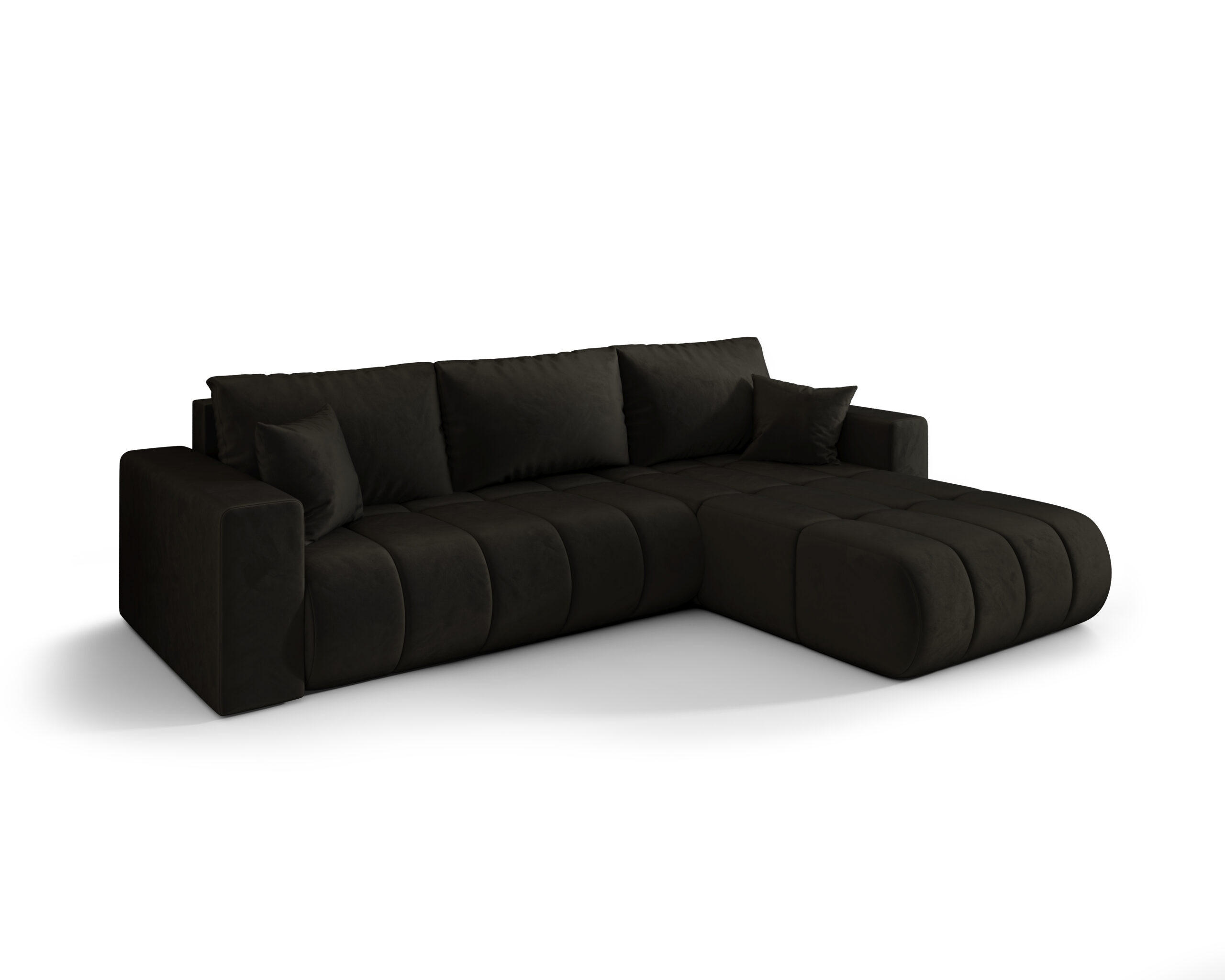 ECKSOFA mit schlaffunktion und bettkasten MILO PREMIUM, stoff MONOLITH, Dunkelgrau, Rechts - Dunkelgrau, Holz (280/190cm) - Kaiser Möbel