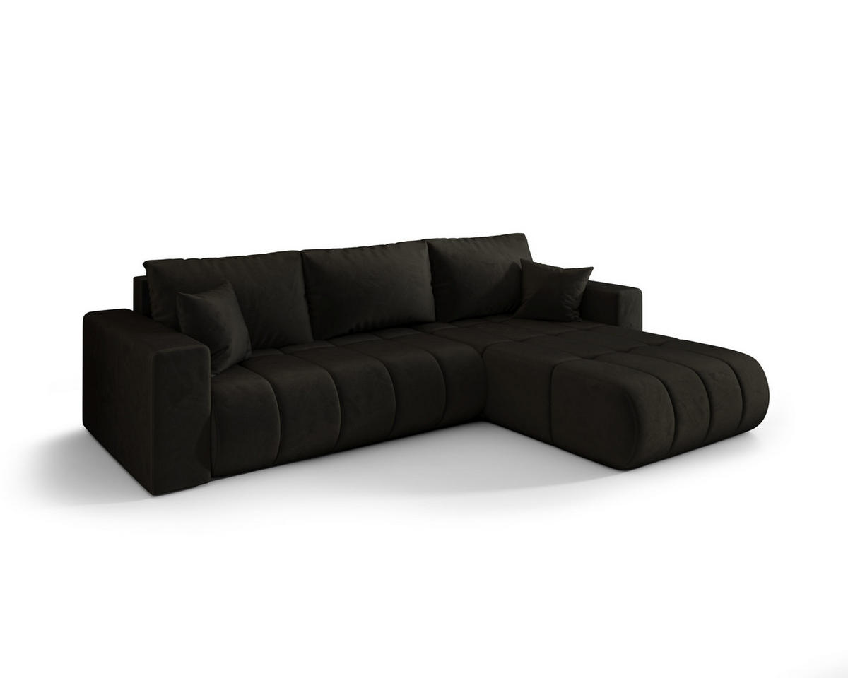 ECKSOFA mit schlaffunktion und bettkasten MILO PREMIUM, stoff MONOLITH, Dunkelgrau, Rechts - Dunkelgrau, Holz (280/190cm) - Kaiser Möbel