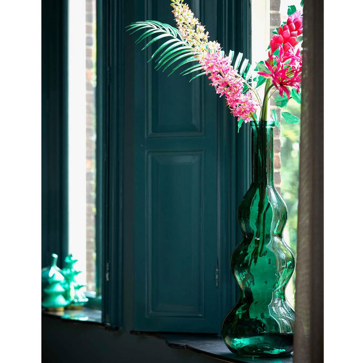 BODENVASE VENERIO Ø26,5x75 cm, Glas, Dunkelgrün - Dunkelgrün, Glas (75cm) - Light & Living