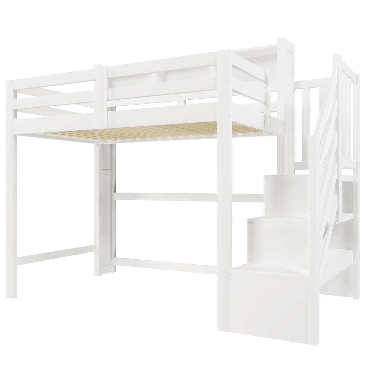 HOCHBETT mit Stauraum und LED 90x200 cm Weiß - Weiß, Holz (90/200cm) - Meubliv